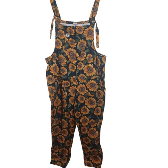 Lucy & Yak Sunflower Print Denim Dungarees Overalls Plus Size Boho Lagenlook 18 - Picture 3 of 14